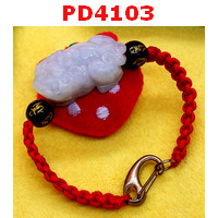 PD4103 : สร้อยข้อมือปี่เซียะหยกขาวสร้อยเชือก