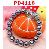 PD4118 : สร้อยข้อมือปี่เซียะสีเงิน+ไพไรต์