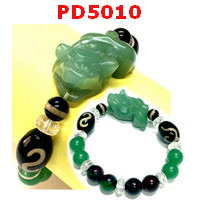 PD5010 : สร้อยข้อมือปีเซียะหยกเขียว+DZI