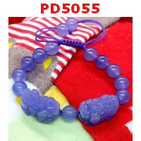PD5055 : สร้อยข้อมือปี่เซียะคู่ หินหยกสีม่วง สร้อยเชือก
