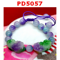 PD5057 : สร้อยข้อมือปี่เซียะคู่ หินหยก 5 สี สร้อยเชือก