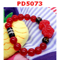 PD5073 : สร้อยข้อมือปี่เซียะหินหยกแดง+DZI