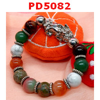 PD5082 : สร้อยข้อมือปี่เซียะสีเงินร้อยกับหินหลากสี