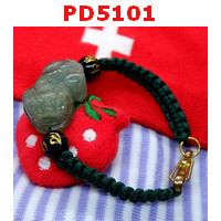 PD5101 : สร้อยข้อมือปี่เซียะหยกเขียวเทาเกรดA สร้อยเชือก