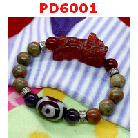 PD6001 : สร้อยข้อมือปี่เซียะหินสีแดง+ดีซีไอ 3 ตา +ยูนาไค้ท์