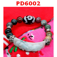 PD6002 : สร้อยข้อมือปี่เซียะหยก หินDZI 3 ตา