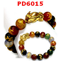 PD6015 :  สร้อยข้อมือปี่เซียะทอง+อะเกต7สี