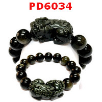 PD6034 : สร้อยข้อมือปี่เซียะหินอ๊อบซิเดียนดำ