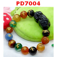 PD7004 :  สร้อยข้อมือปี่เซียะอะเกตดำ+อะเกต7สี