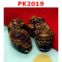 PK2019 : ปี่เซียะคู่ หินไทเกอร์อายสีเหลืองน้ำตาล