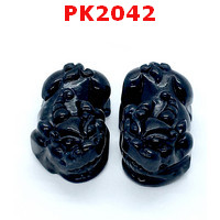 PK2042 : ปี่เซียะคู่ หินอะเกตดำ