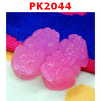 PK2044 : ปี่เซียะคู่ หินโรสควอตซ์สีชมพูเข้ม