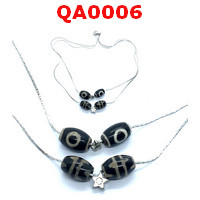 QA0006 : สร้อยคอหินทิเบต 2 เส้นเป็นคู่