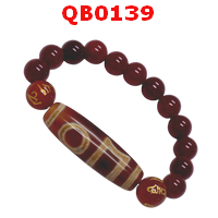 QB0139 : สร้อยข้อมือหินทิเบต  ลาย ฟ้าดินคู่