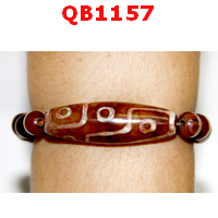 QB1157 : สร้อยข้อมือหิน DZI ลาย 9 ตา+หมอยา