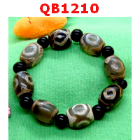 QB1210 : สร้อยข้อมือ DZI 8 เม็ด ลาย 3 ตา หรูยี่ ตามังกร