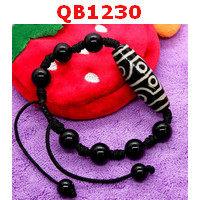 QB1230 : หินทิเบตลาย 8 ตา เชือกถัก
