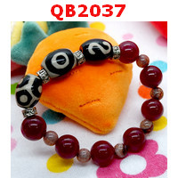 QB2037 : สร้อยข้อมือหินDZI  3 ตา ตะขอ และ กระดองเต่าจุด