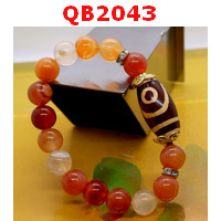 QB2043 : สร้อยข้อมือหินDZI 2 ตา