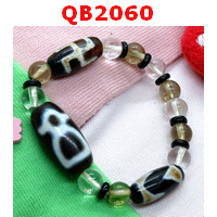 QB2060 : สร้อยข้อมือหินDZI ไฉ่ซิงเอี๊ย สวัสดิกะ+เขี้ยวเสือ