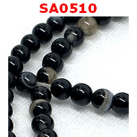 SA0510 : หินอะเกตดำ ขายเป็นเส้น