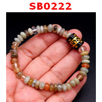 SB0222 : สร้อยข้อมือหยก5สี +หินคาถาทิเบต