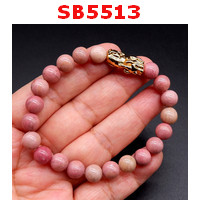 SB5513 : สร้อยข้อมือโรโดไน้ท์+ปี่เซียะสีทอง