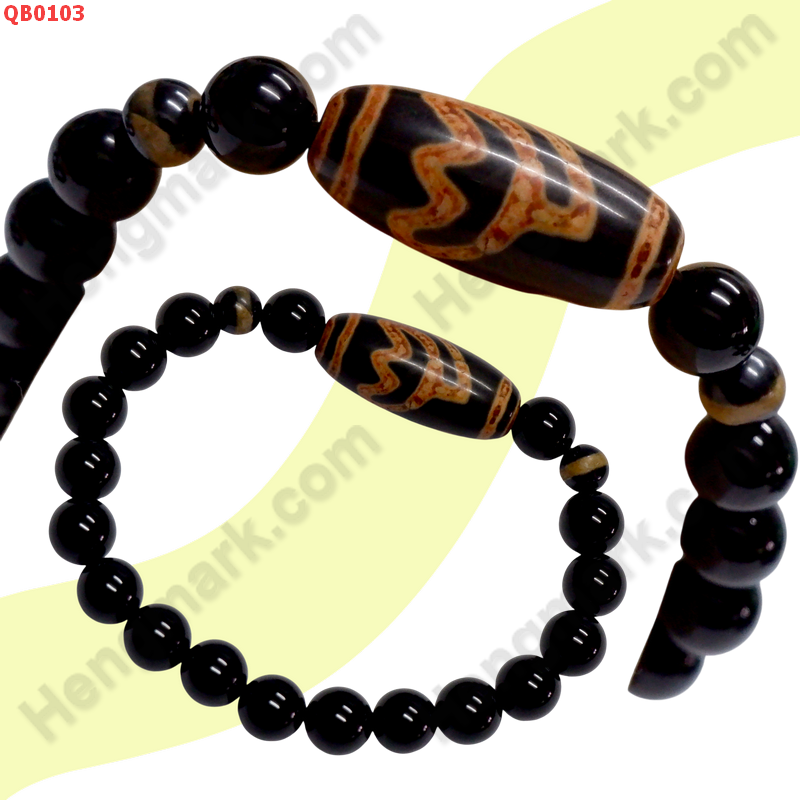 QB0103 สร้อยข้อมือหินDZI ลายดอกบัว ราคา 299 บาท http://hengmark.com/view_product/QB0103.htm