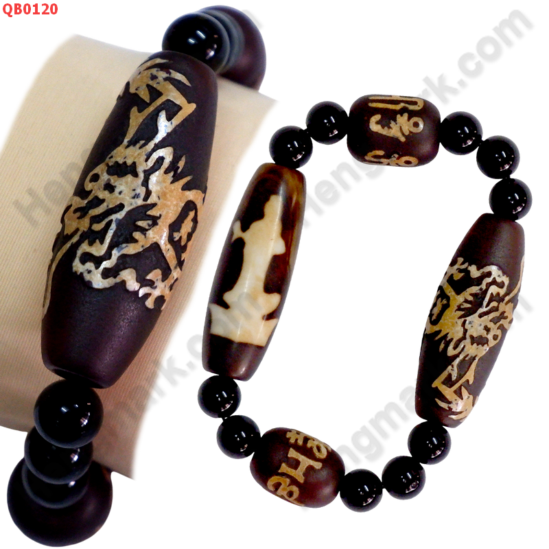 QB0120 สร้อยข้อมือหินทิเบต เจ้าแม่กวนอิม, มังกร และคาถาทิเบต ราคา 799 บาท http://hengmark.com/view_product/QB0120.htm