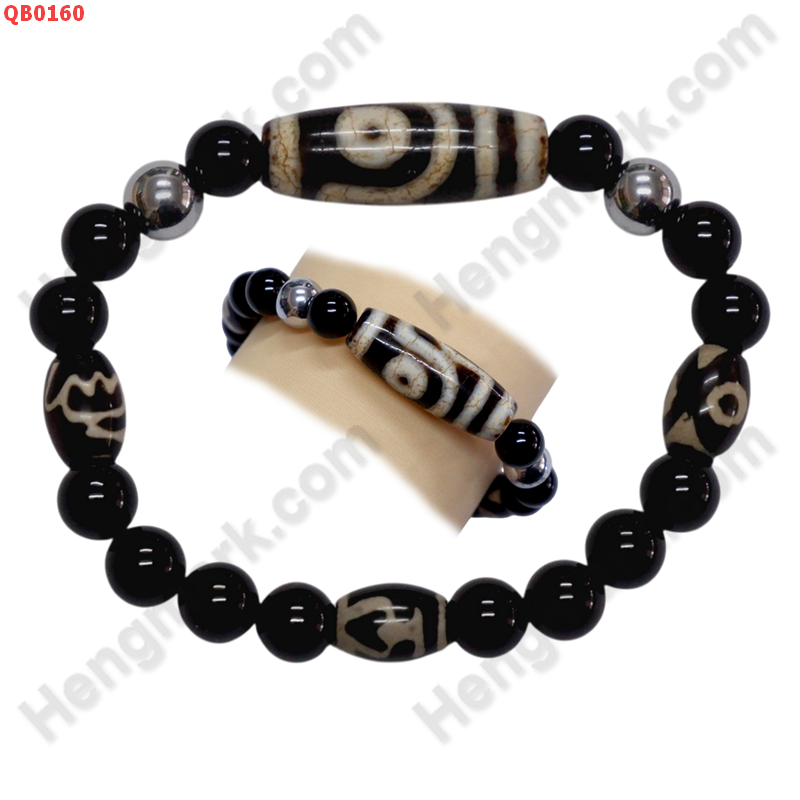 QB0160 สร้อยข้อมือหินทิเบต ลาย 2 ตา ลายหินเก่า ราคา 499 บาท http://hengmark.com/view_product/QB0160.htm
