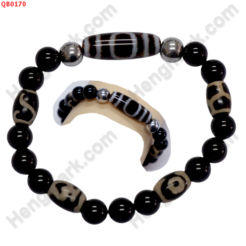 QB0170 สร้อยข้อมือหินทิเบต ลาย 1 ตา ฟ้าดิน ลายลึก ราคา 479 บาท http://hengmark.com/view_product/QB0170.htm