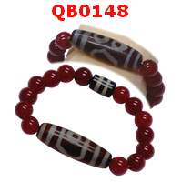 QB0148 : สร้อยข้อมือหินทิเบต  ลาย 3 ตา+2 เส้น